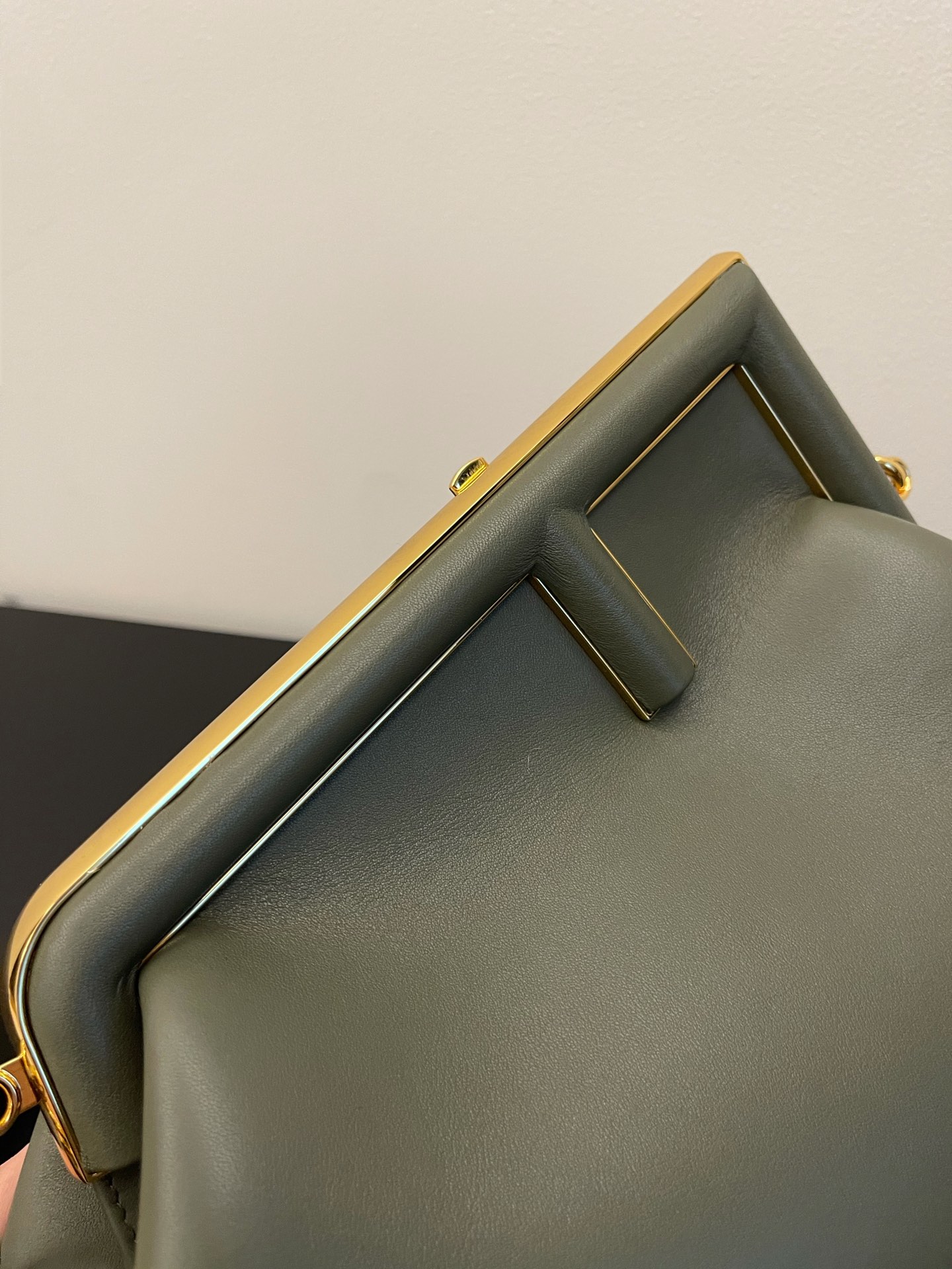 Fendi Midi First Nappa Leather Shoulder Bag Green